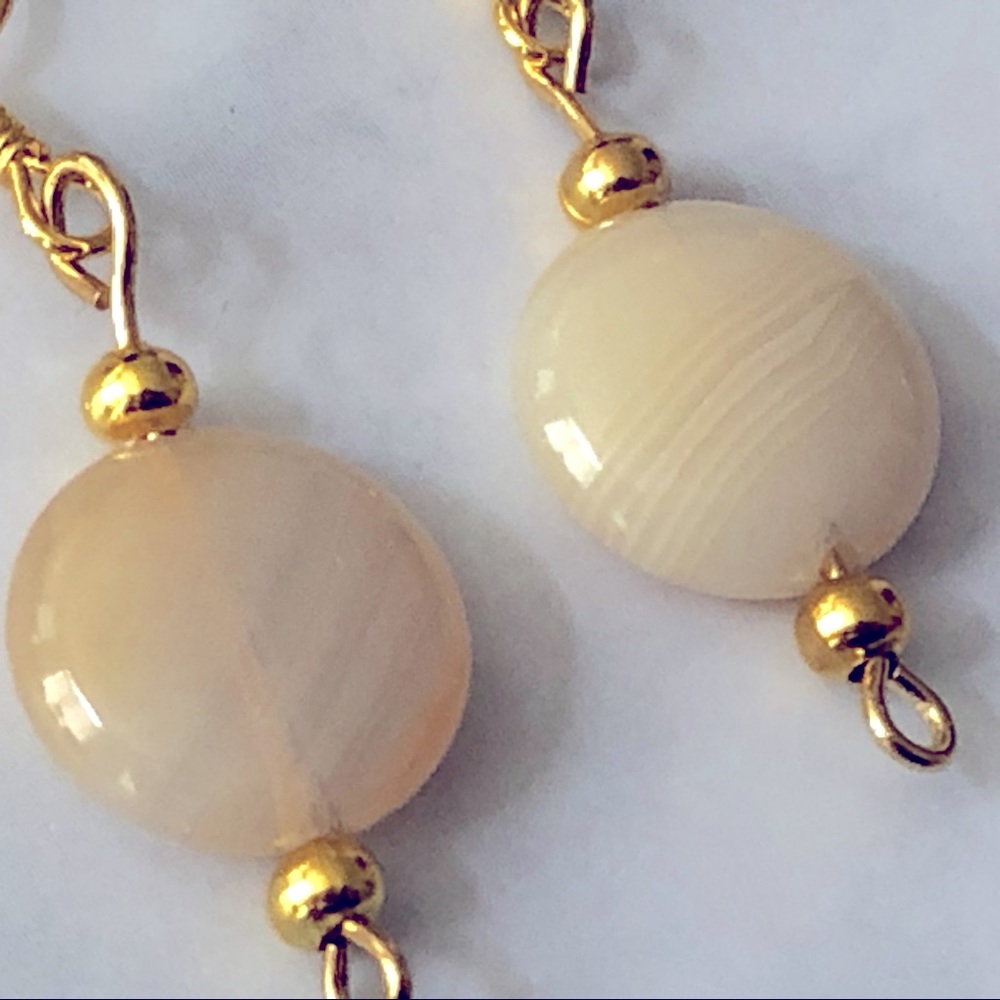 New Cream Stone Beaded New Hand Crafted Earrings